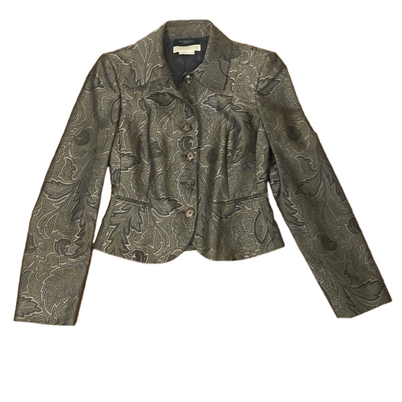 Michael Kors Paisley Jacquard Silk Blend Blazer Brown Green size 6 - Picture 2 of 9